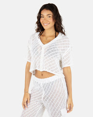 Crochet Camp Shirt | Hurley - White