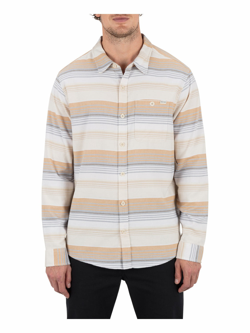 Portland Stripe Stretch Flannel Long Sleeve | Hurley - White