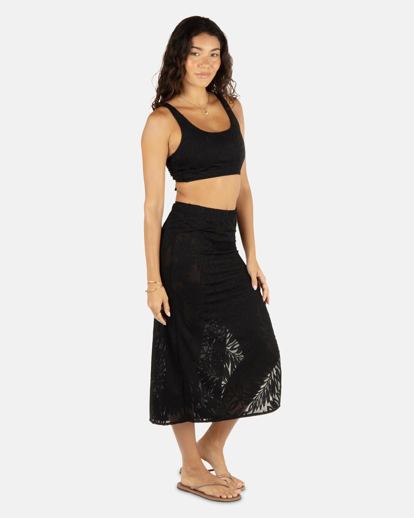 Ulu Leaf Midi Skirt | Hurley - Black