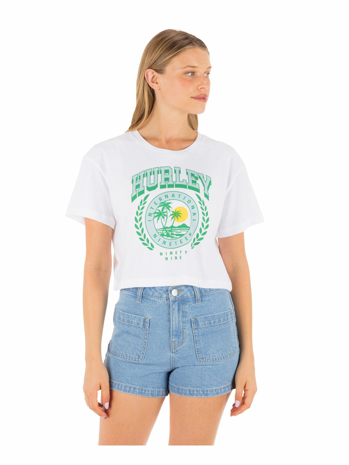 Academy Boxy Crop Tee | Hurley - White