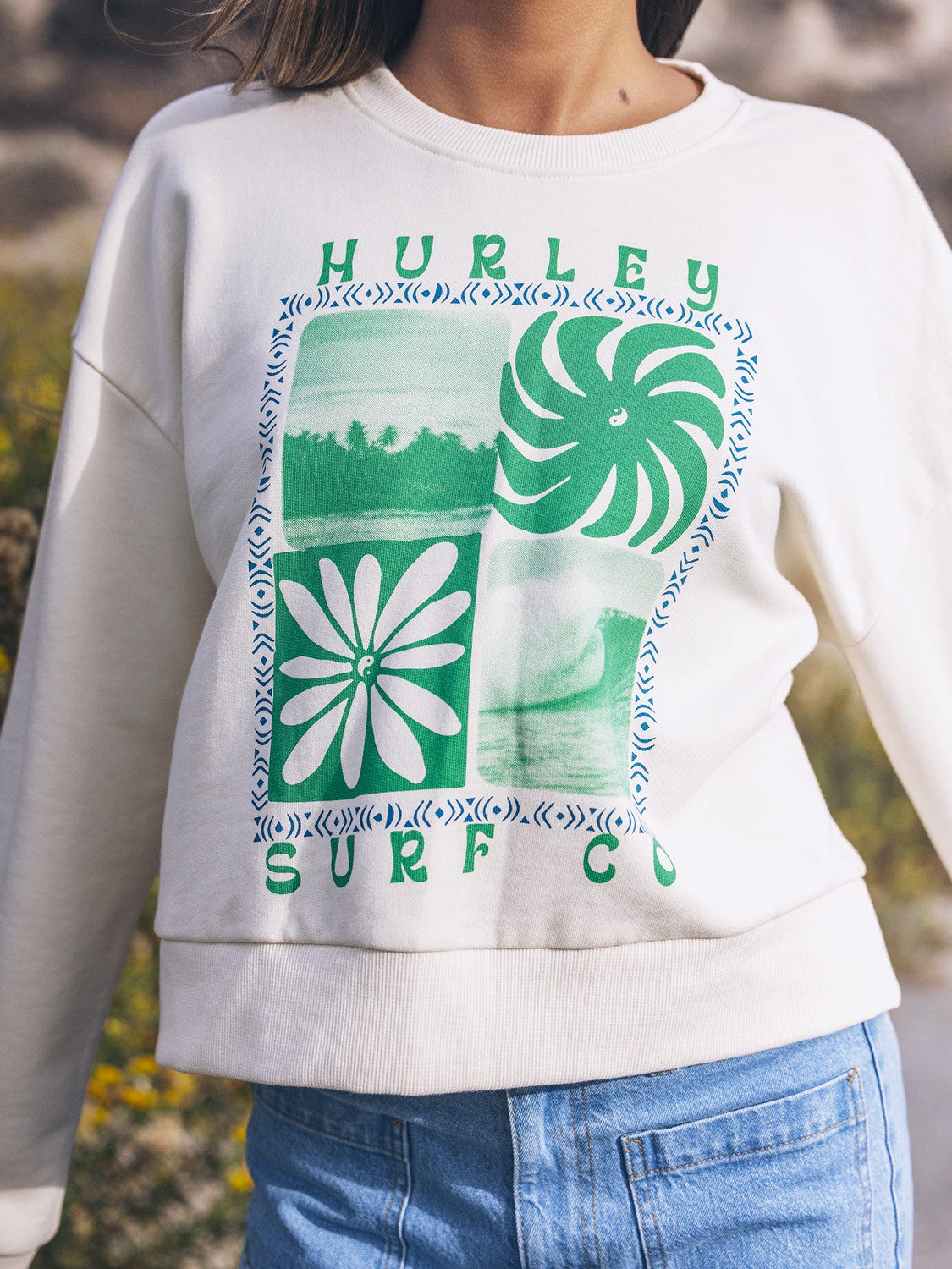 Cycles Of The Earth Boxy Crew | Hurley - Off White
