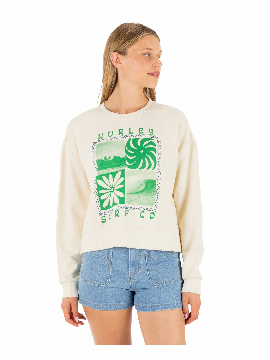 Cycles Of The Earth Boxy Crew | Hurley - Off White