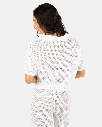 Crochet Camp Shirt | Hurley - White