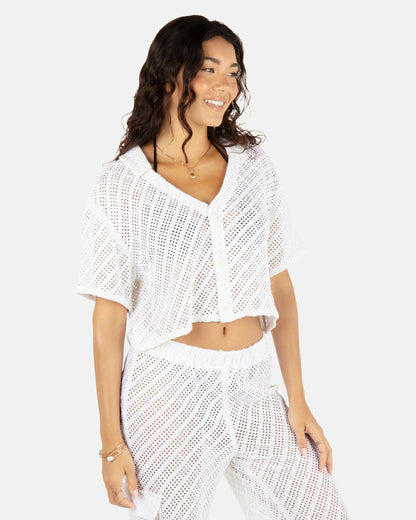 Crochet Camp Shirt | Hurley - White