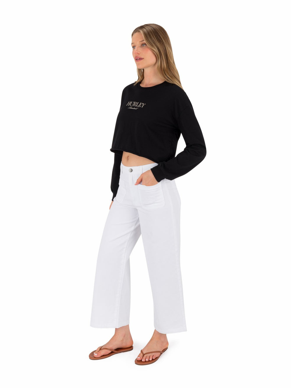 Floreal Long Sleeve Crop T-Shirt | Hurley - BLACK