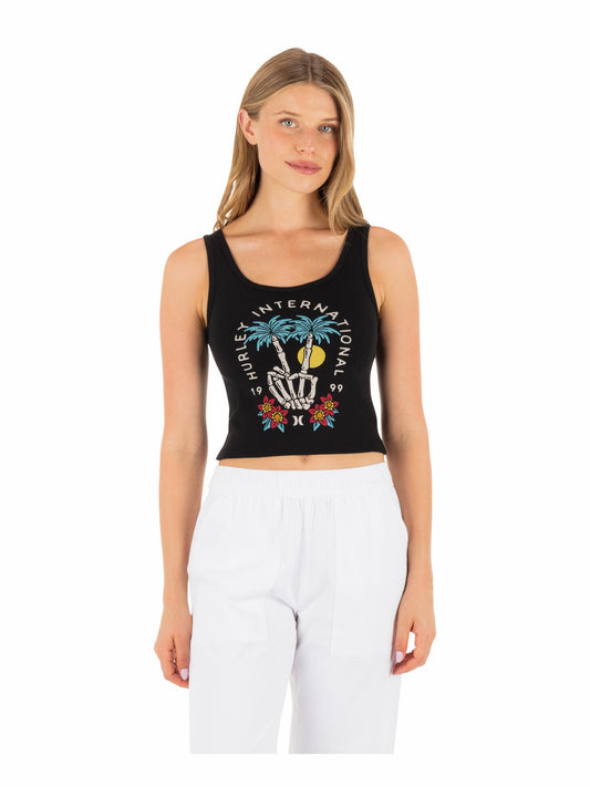Peacebone Scoop Crop Tank | Hurley - Black