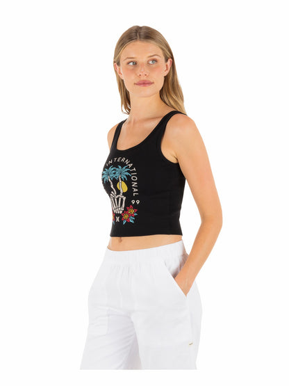 Peacebone Scoop Crop Tank | Hurley - Black