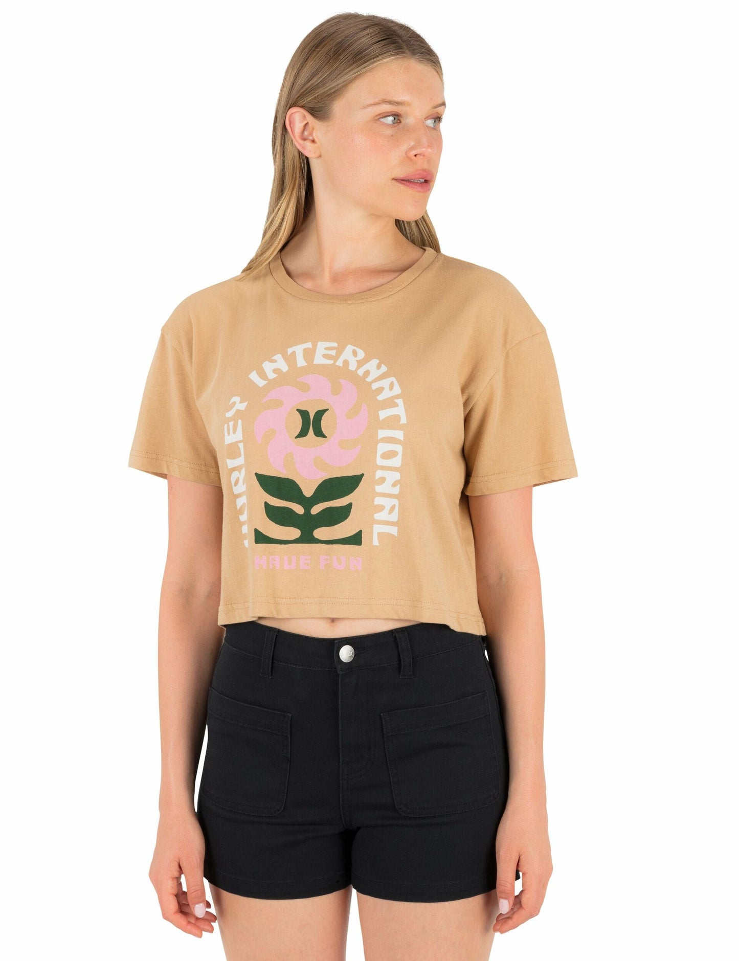 Blossom Boxy Crop Tee | Hurley - Tan