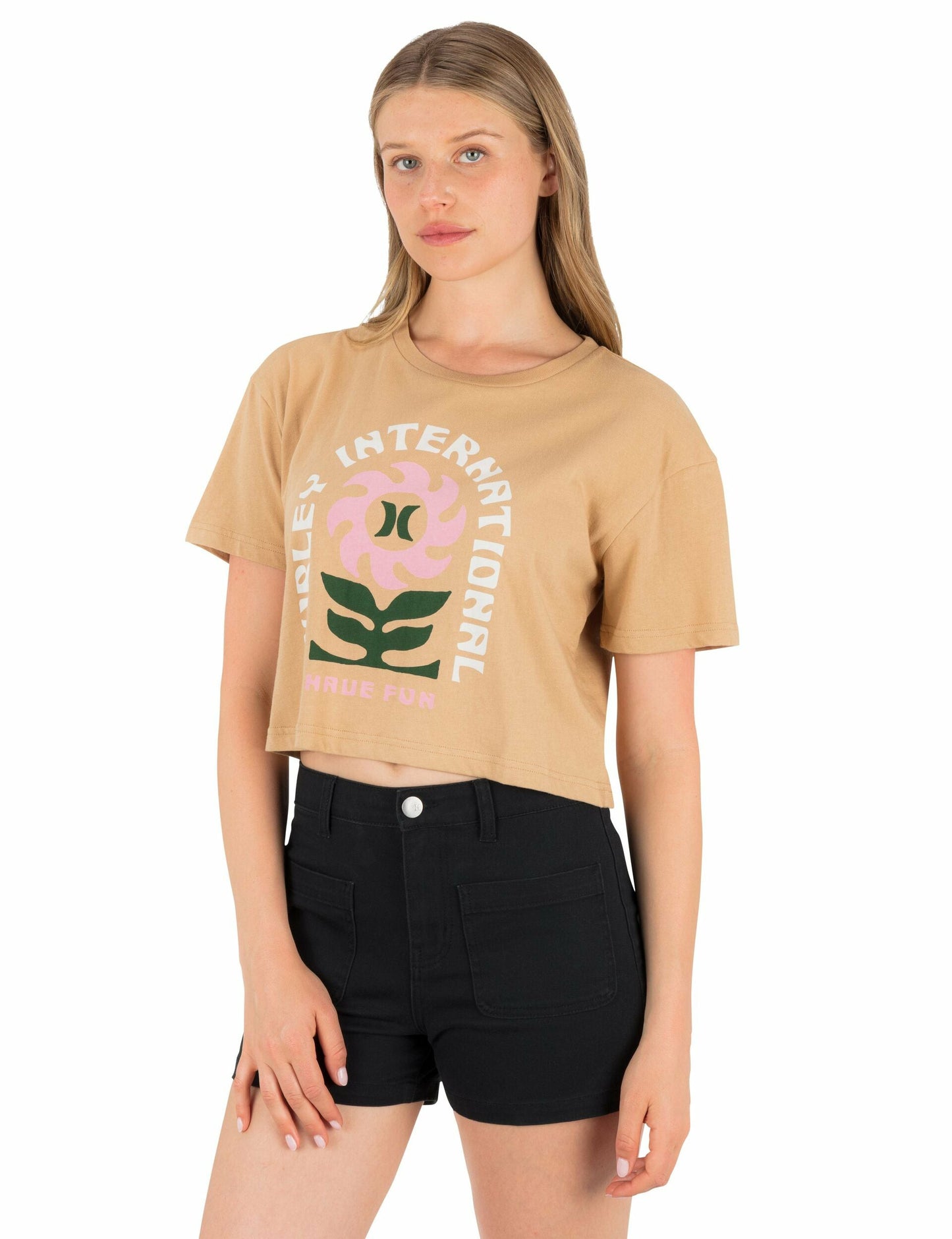 Blossom Boxy Crop Tee | Hurley - Tan