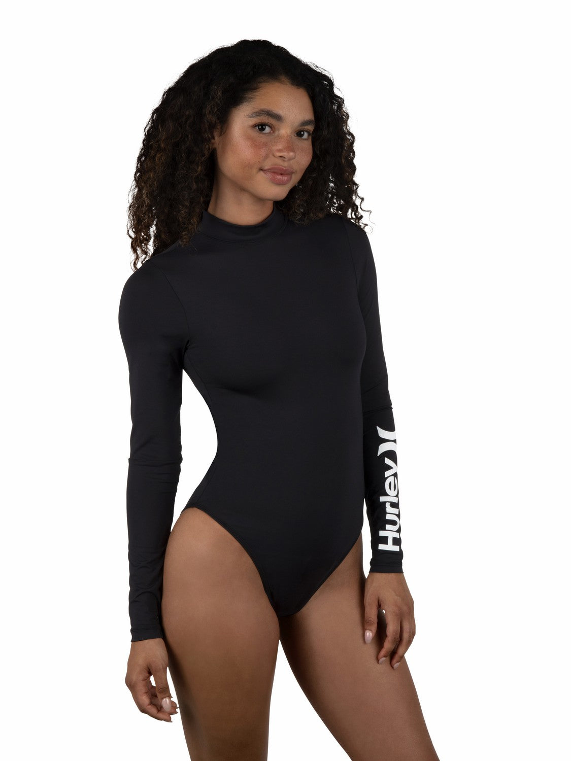 One & Only Mock Neck Zip Back Moderate Surf Suit | Hurley - Black