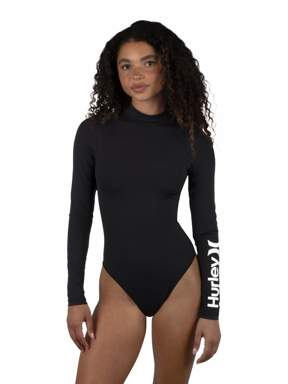 One & Only Mock Neck Zip Back Moderate Surf Suit | Hurley - Black