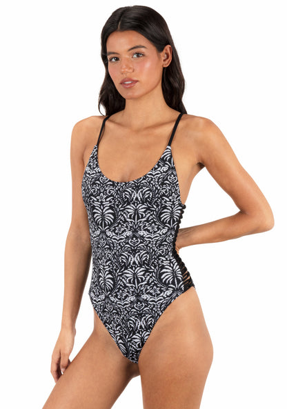 Ikat Palm Moderate One Piece | Hurley - Black / Coconut