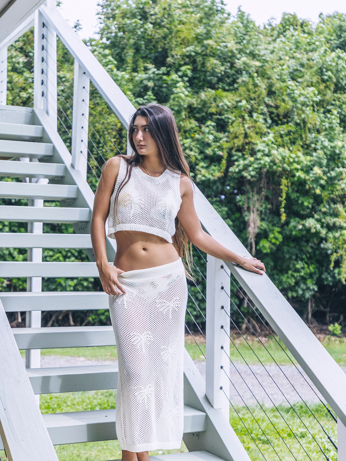 Embroidered Crochet Skirt | Hurley - Egret