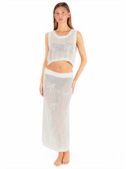 Embroidered Crochet Skirt | Hurley - Egret
