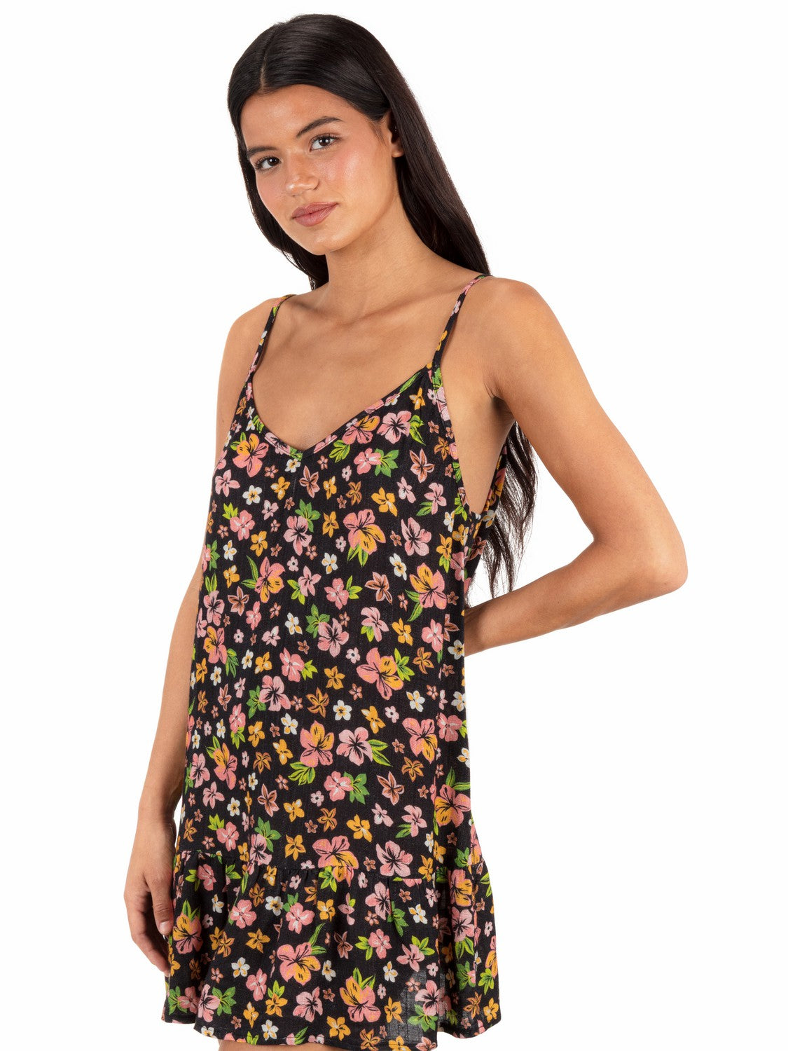 Hibiscus Dream V Neck Mini Dress | Hurley - Black Floral