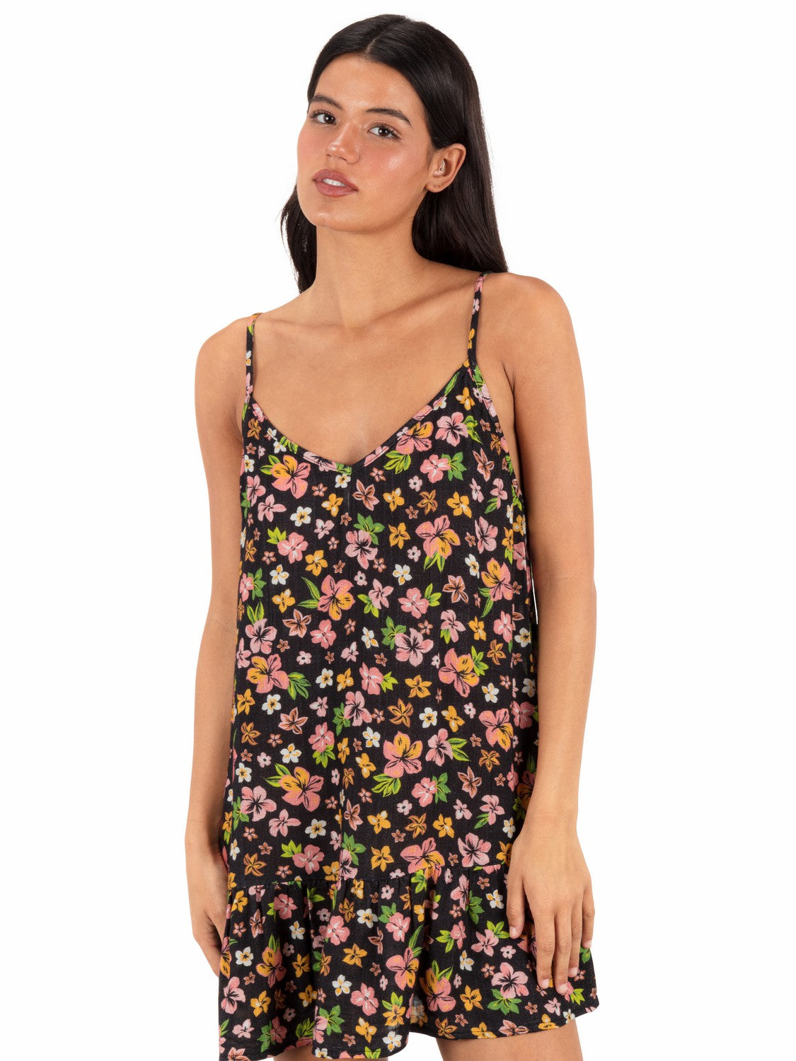 Hibiscus Dream V Neck Mini Dress | Hurley - Black Floral