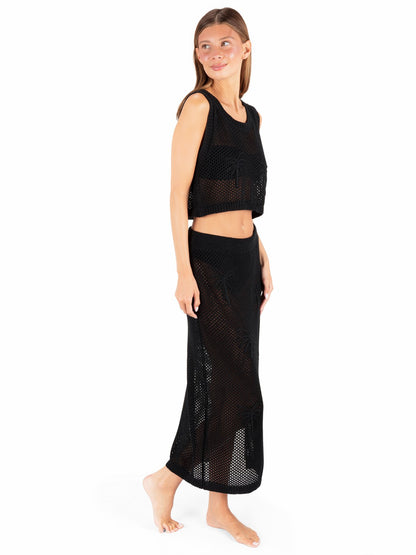 Embroidered Crochet Skirt | Hurley - Black