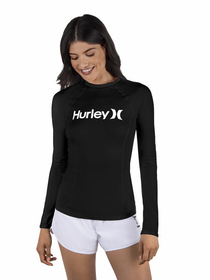 One & Only Solid Mock Neck Long Sleeve Rashguard | Hurley - Black