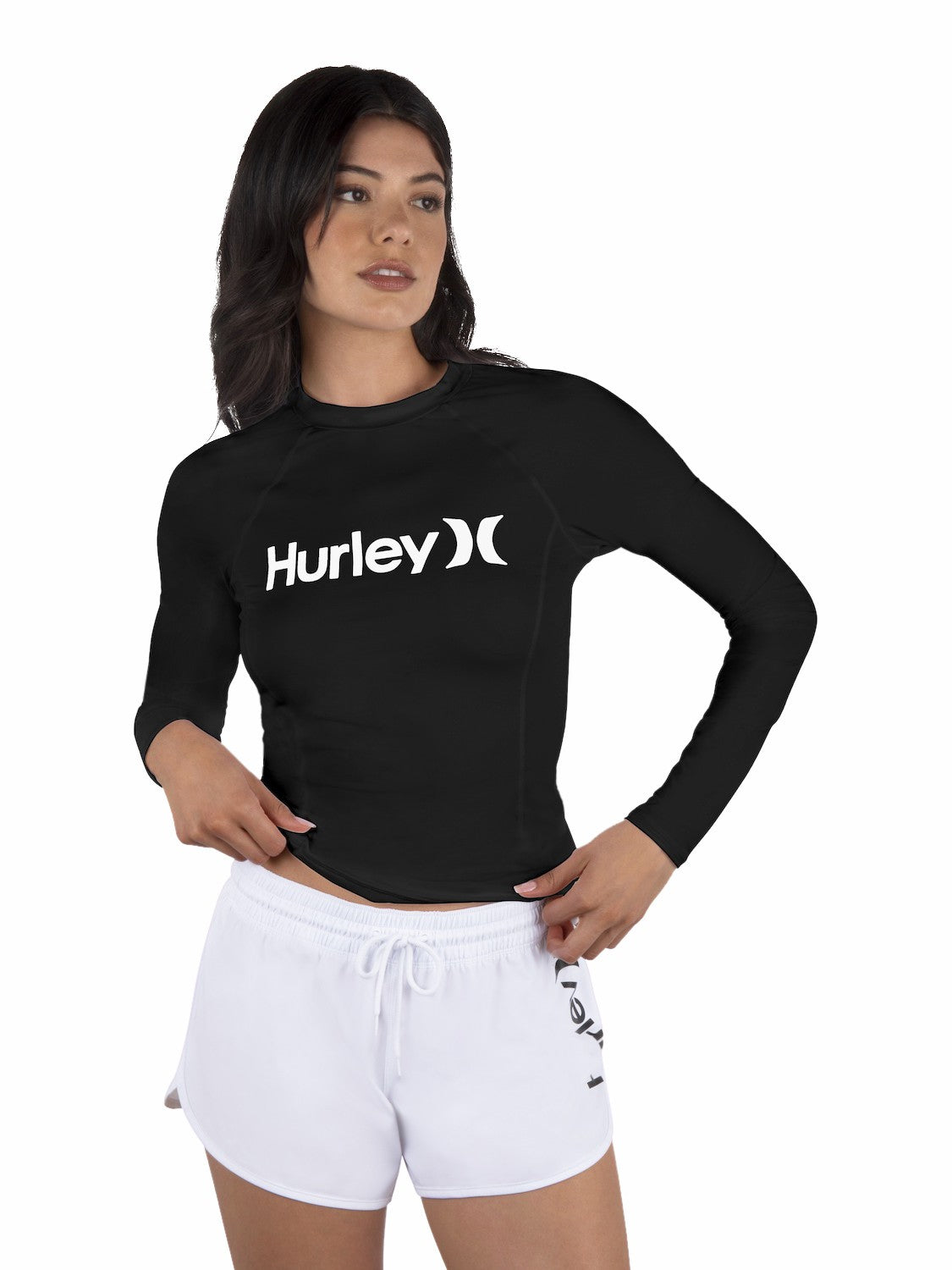 One & Only Solid Mock Neck Long Sleeve Rashguard | Hurley - Black