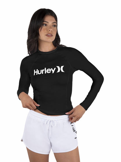 One & Only Solid Mock Neck Long Sleeve Rashguard | Hurley - Black