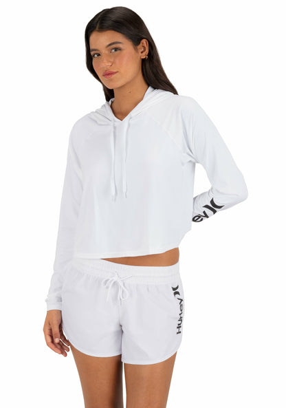 One & Only Solid Long Sleeve Hooded Rashguard | Hurley - White