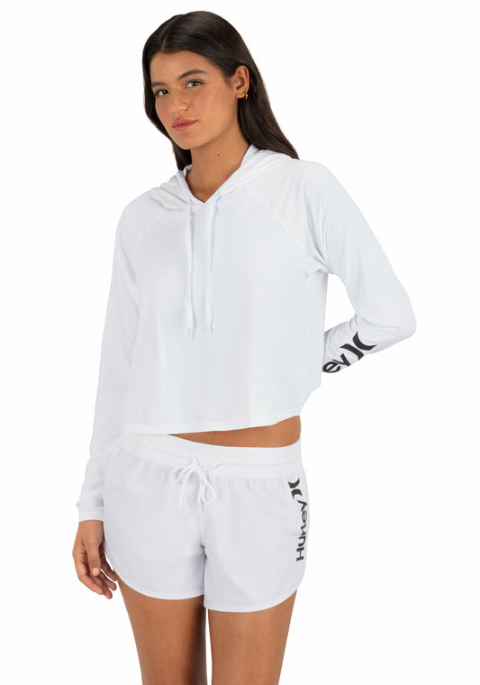 One & Only Solid Long Sleeve Hooded Rashguard | Hurley - White