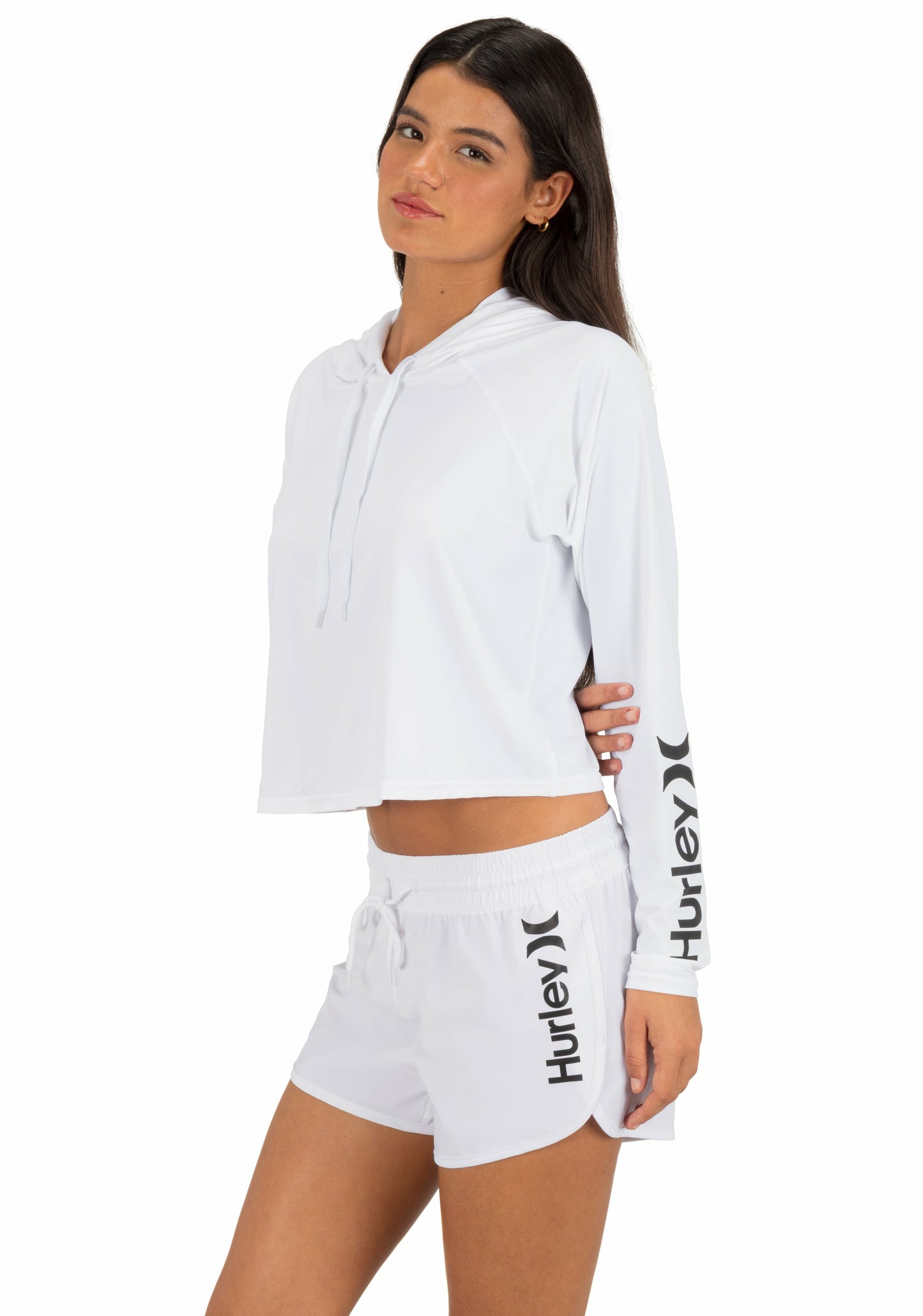 One & Only Solid Long Sleeve Hooded Rashguard | Hurley - White