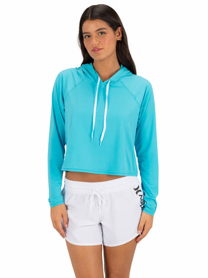 One & Only Solid Long Sleeve Hooded Rashguard | Hurley - Surf Blue