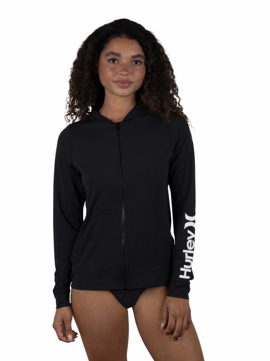 One & Only Solid Zip Hoodie Rashguard | Hurley - Black