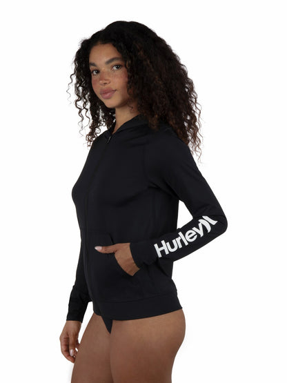 One & Only Solid Zip Hoodie Rashguard | Hurley - Black