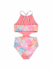 Girls' Halter Monokini | Hurley - Sunset Coral/ Multi