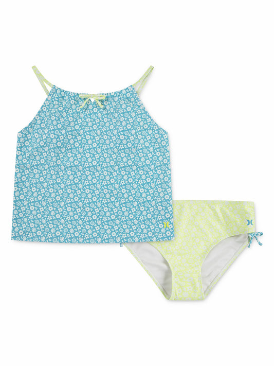 Girls' 2 Piece Tankini Swim Set | Hurley - Turquoise Waves / Cool Matcha