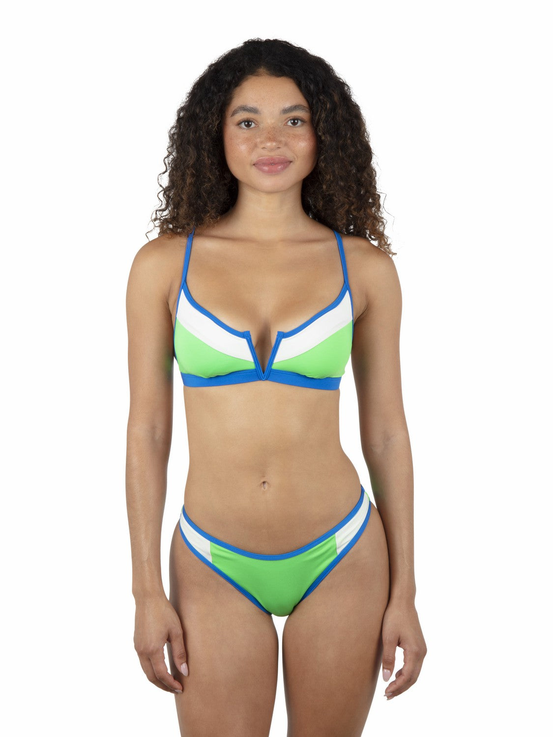 Summer Block V Wire Bralette Bikini Top | Hurley - Imperial Blue / Grass Green