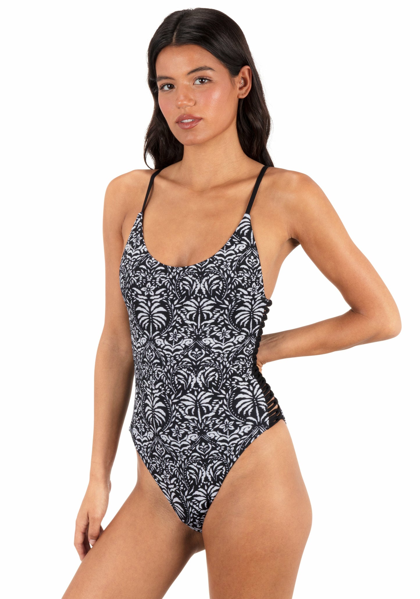 Ikat Palm Moderate One Piece | Hurley - Black / Coconut