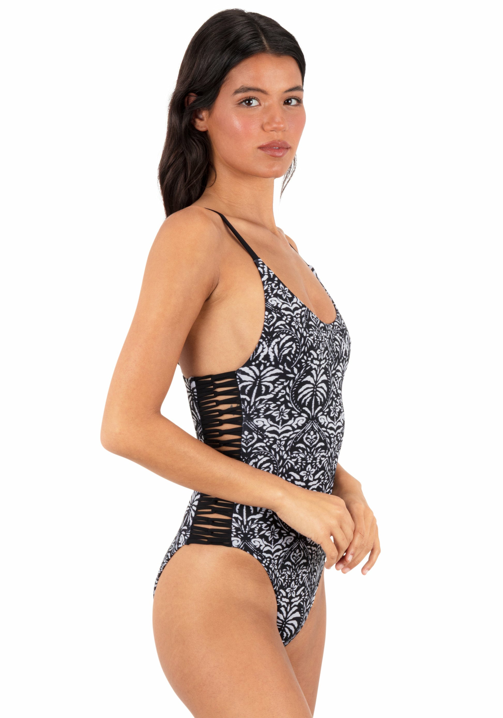 Ikat Palm Moderate One Piece | Hurley - Black / Coconut