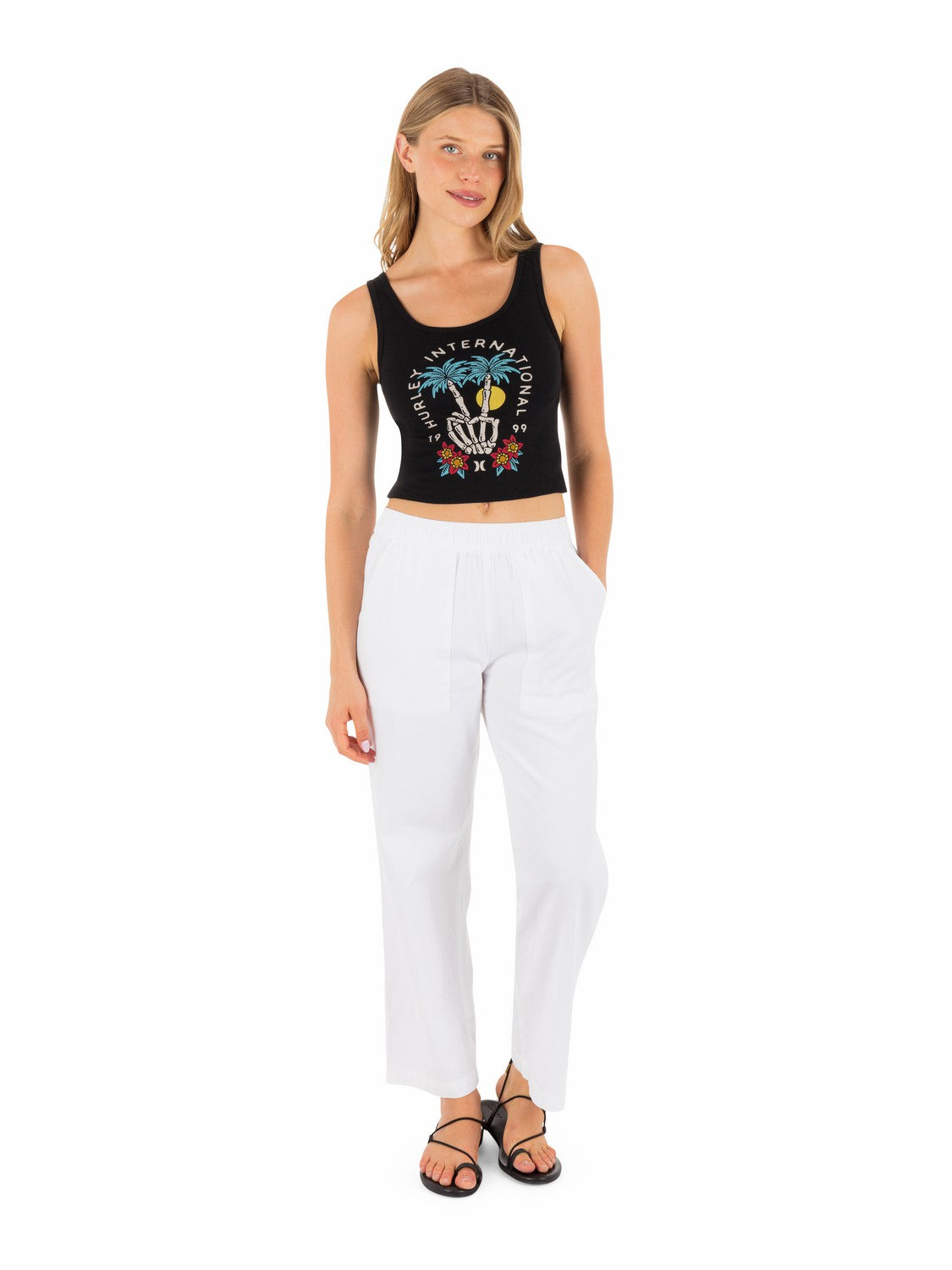 Peacebone Scoop Crop Tank | Hurley - Black