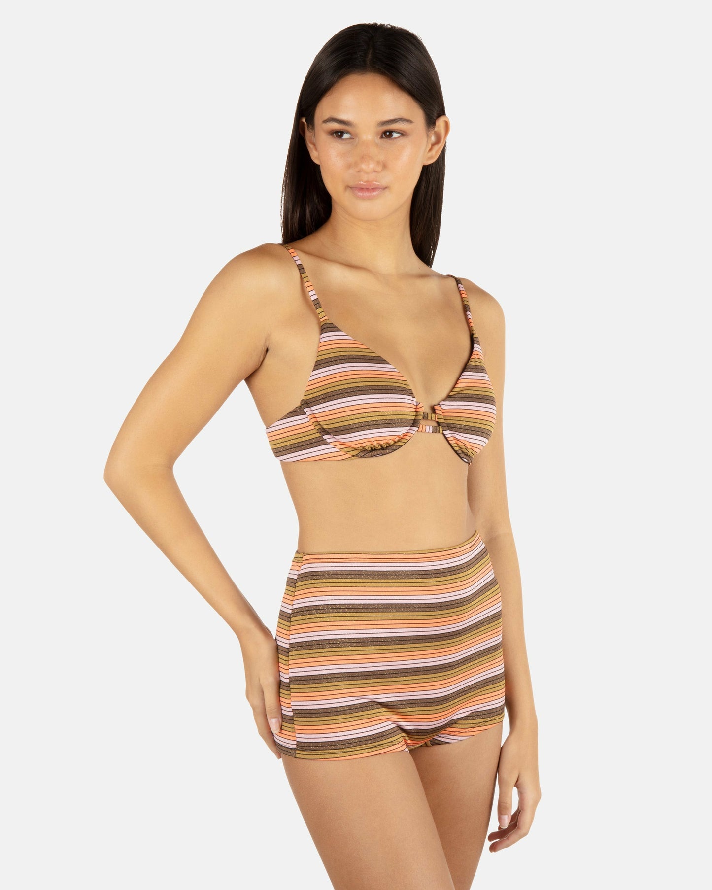 Sunset Shine Stripe Tab Underwire Bra | Hurley - Sunrise Pink