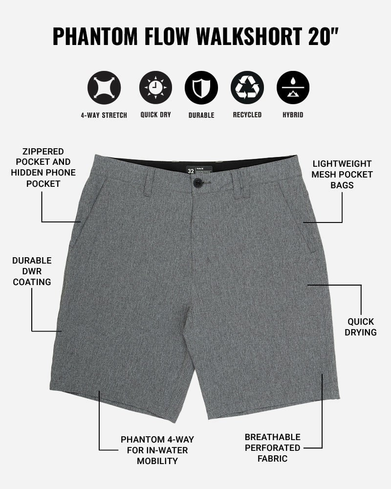 Phantom Flow Walkshort 20" | Hurley - BLACK HEATHER