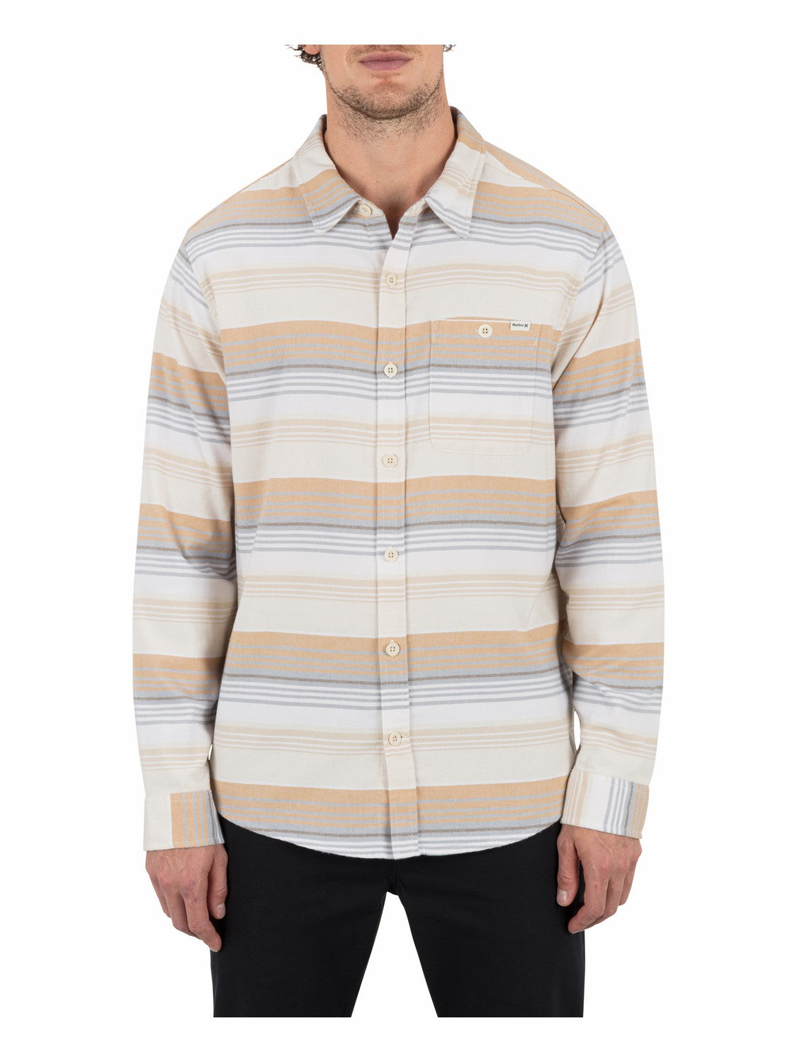 Portland Stripe Stretch Flannel Long Sleeve | Hurley - White