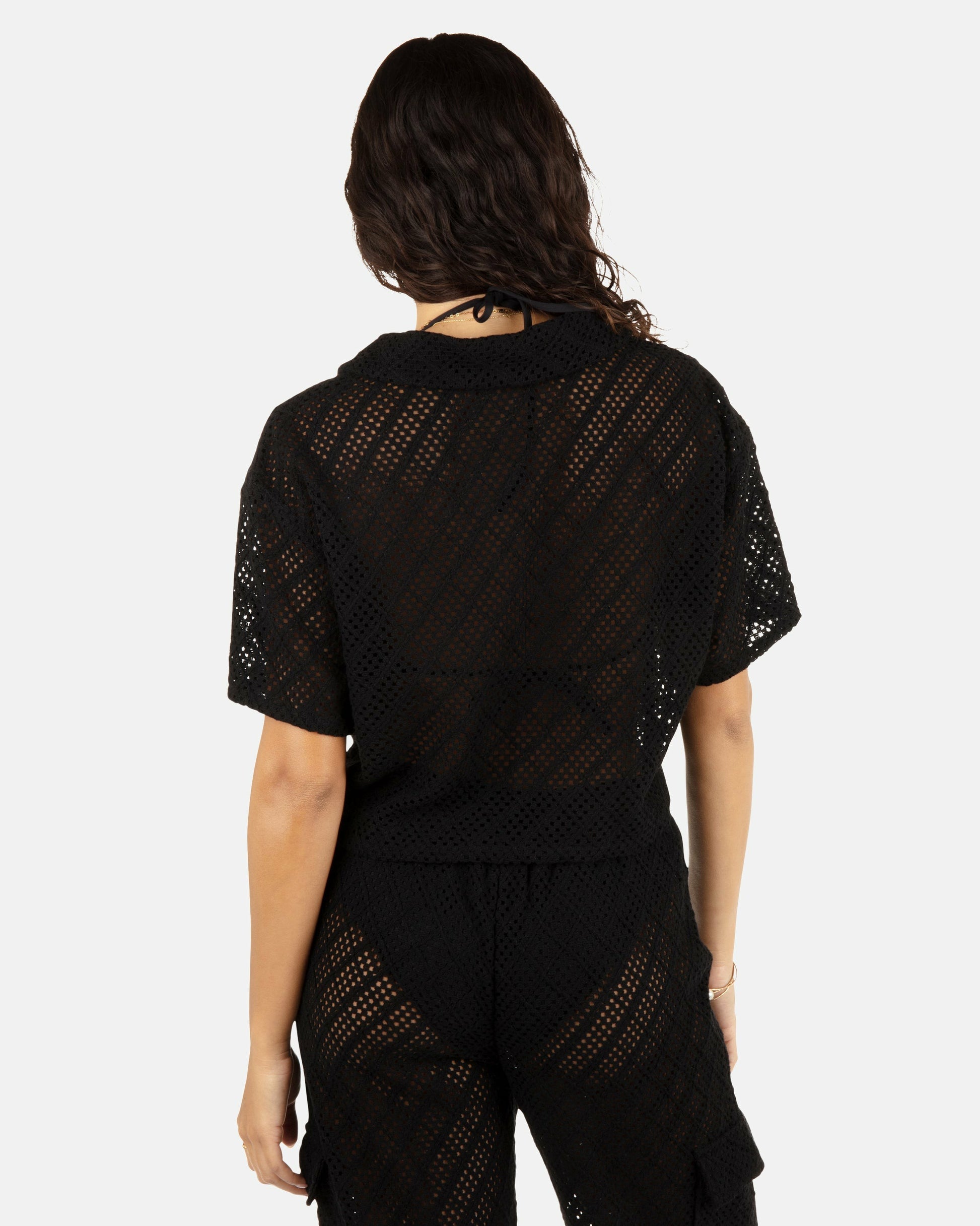 Crochet Camp Shirt | Hurley - Black