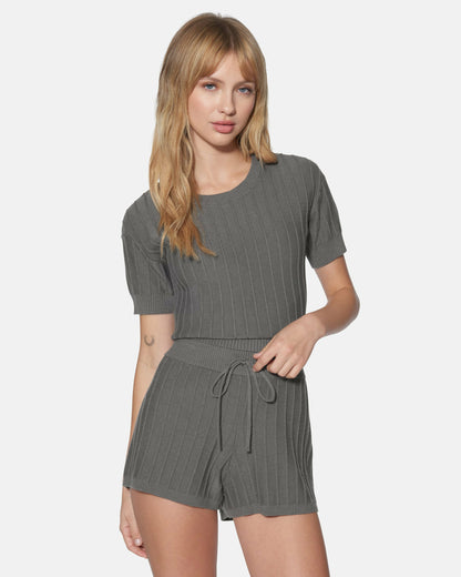 Daylight Short Sleeve Sweater Top | Hurley - Charcoal Gray