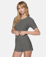Daylight Short Sleeve Sweater Top | Hurley - Charcoal Gray