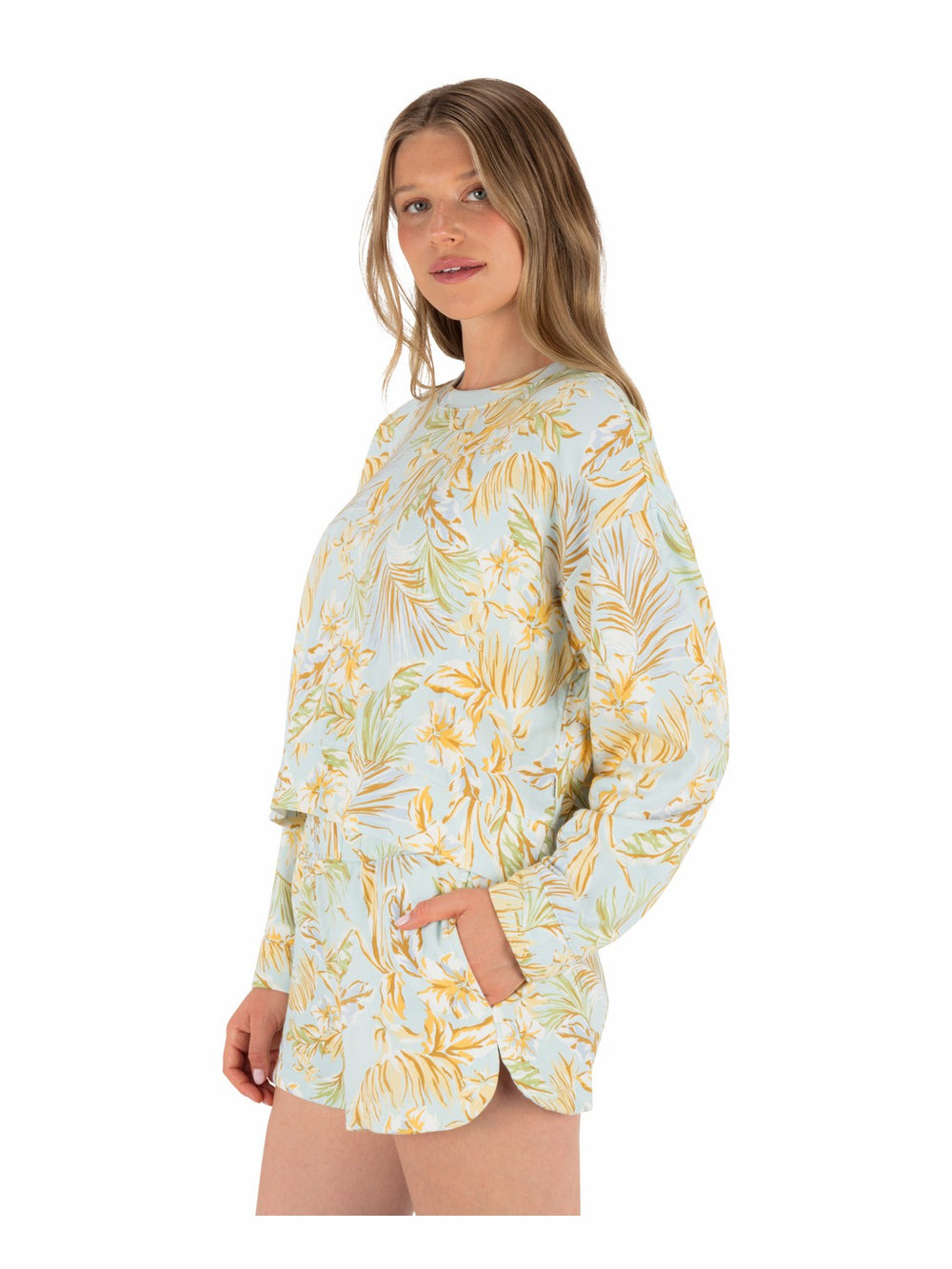 Fall Palms Boxy Crew | Hurley - STARLIGHT BLUE