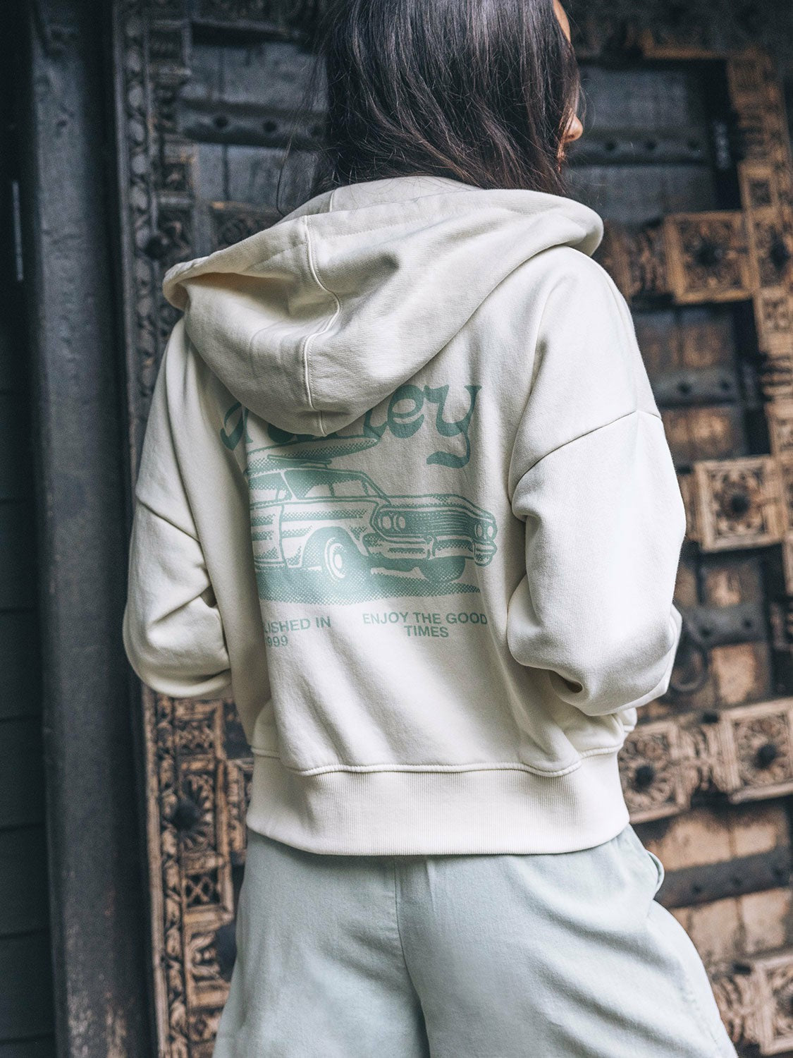 Enjoy The Good Crop Zip Hoodie | Hurley - Off White