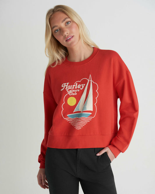 Leisure Club Boxy Crew Sweatshirt | Hurley - Float Red