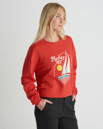 Leisure Club Boxy Crew Sweatshirt | Hurley - Float Red
