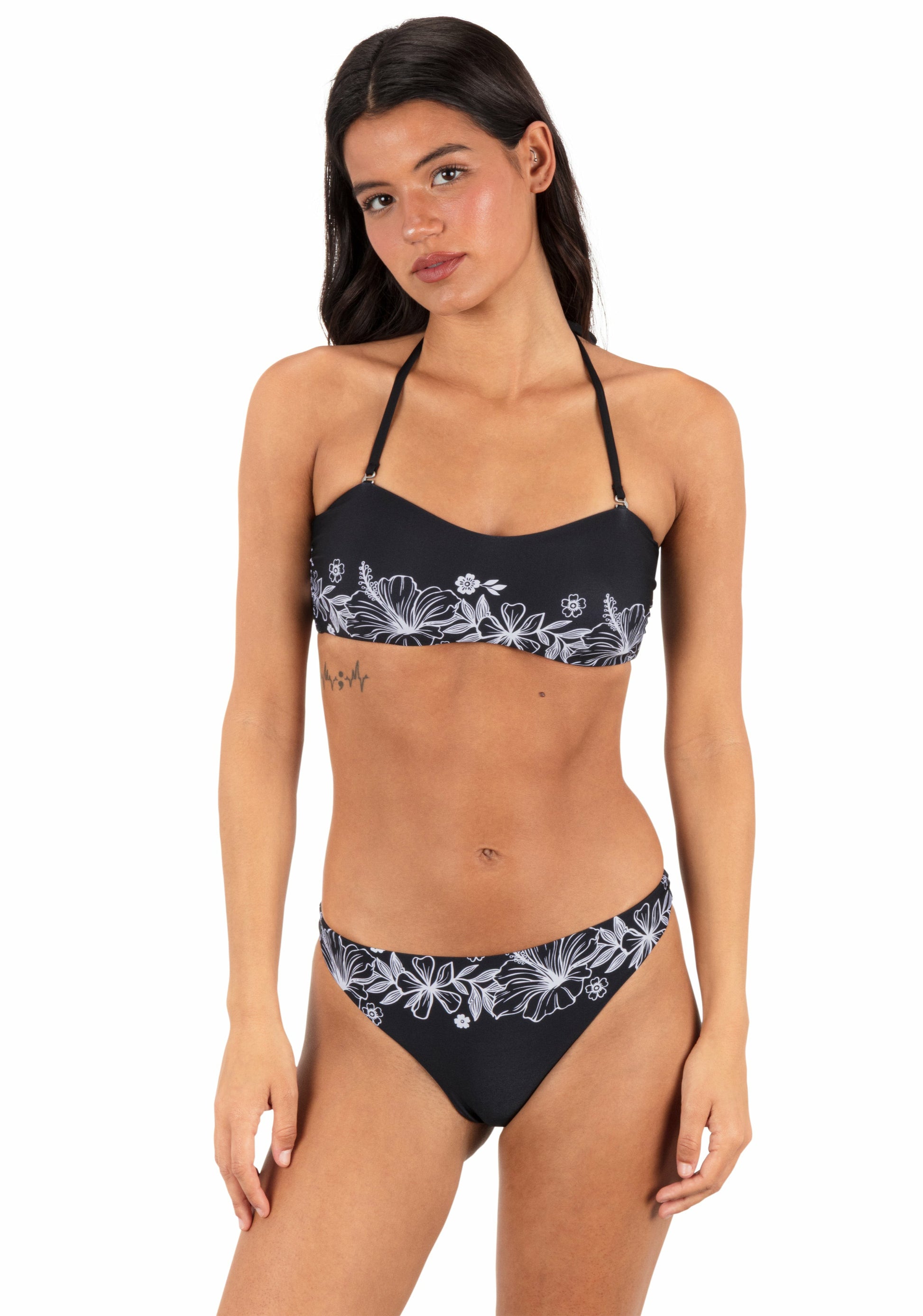 Tropical Blooms Bandeau | Hurley - Black / White
