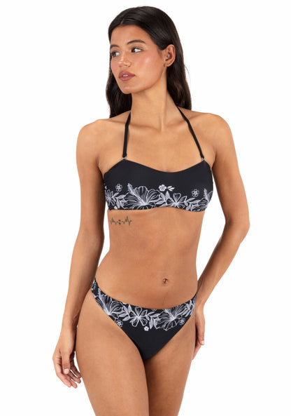 Tropical Blooms Tanga Bottom | Hurley - Black / White