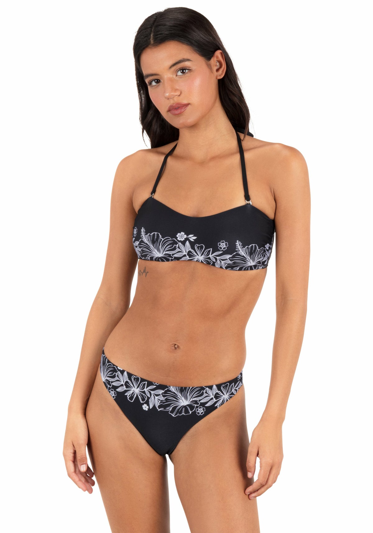 Tropical Blooms Tanga Bottom | Hurley - Black / White