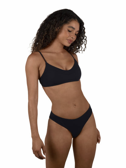 Max Solid Mid Rise Cheeky Bottom | Hurley - Black